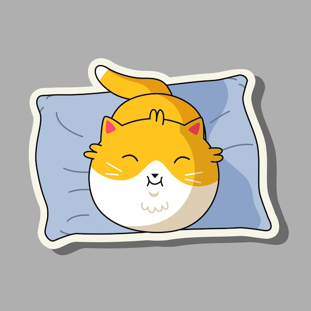 Cute cat in kawaii style Cartoon the cat is sleeping Vector illustration cat