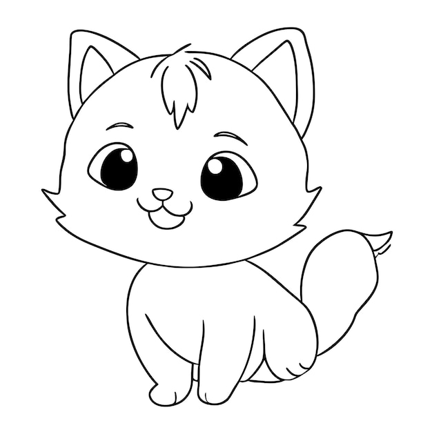 Vettore gattino sveglio del gatto per l'illustrazione isolata concetto dell'icona dell'autoadesivo del fumetto disegnato a mano dei bambini