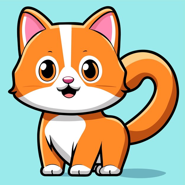 Vector cute cat kitty for kids hand drawn cartoon sticker icon concept isolated illustration