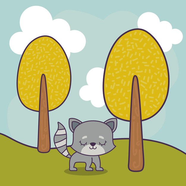 Cute cat in landscape scene