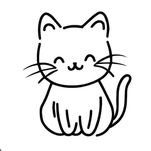 Vector cute cat line art for drawing