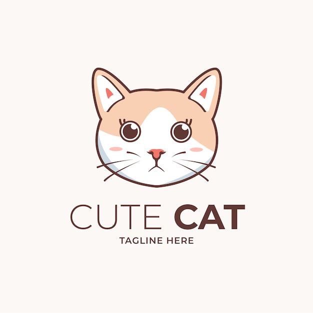 Cute cat logo design template vector illustration