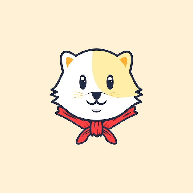 Симпатичная кошка дизайн логотипа векторные иллюстрации
