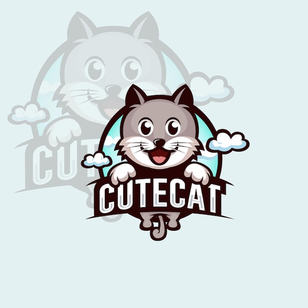 Cute cat logo illustration