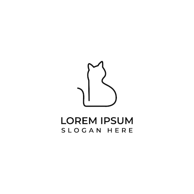 Cute cat logo modern lineart design