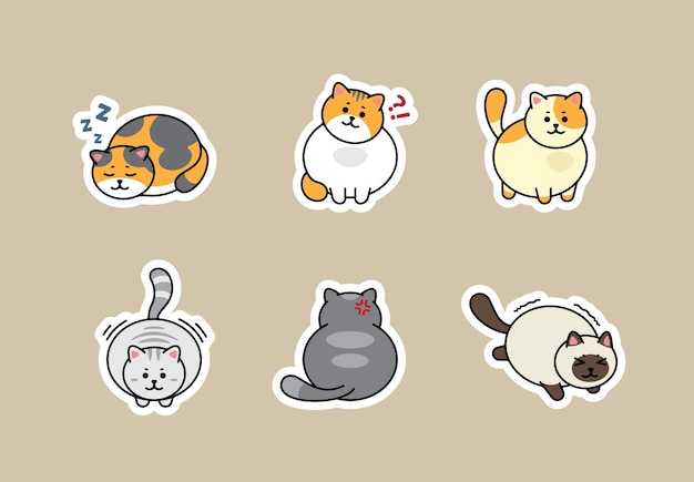 Cute cat logo set