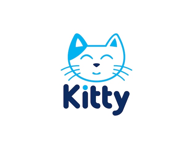 Modello di logo di gatto carino con stile doodle