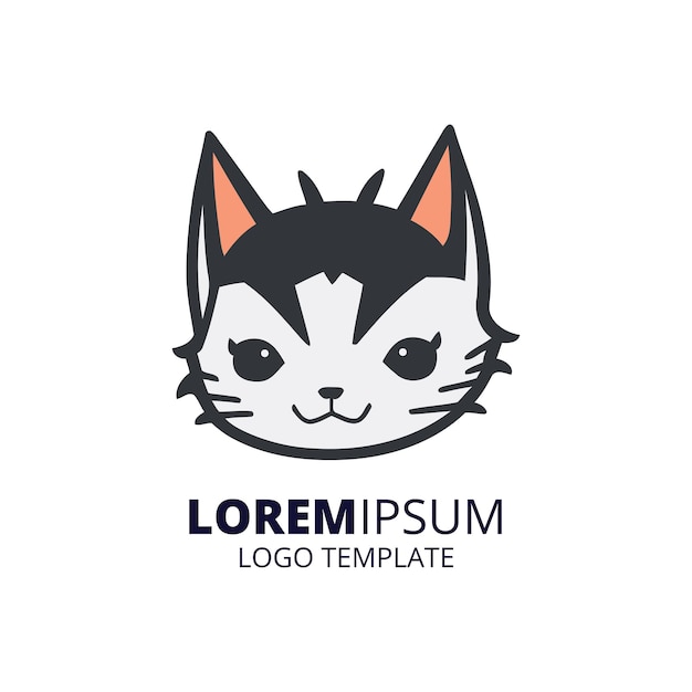 Modello del logo del gatto carino