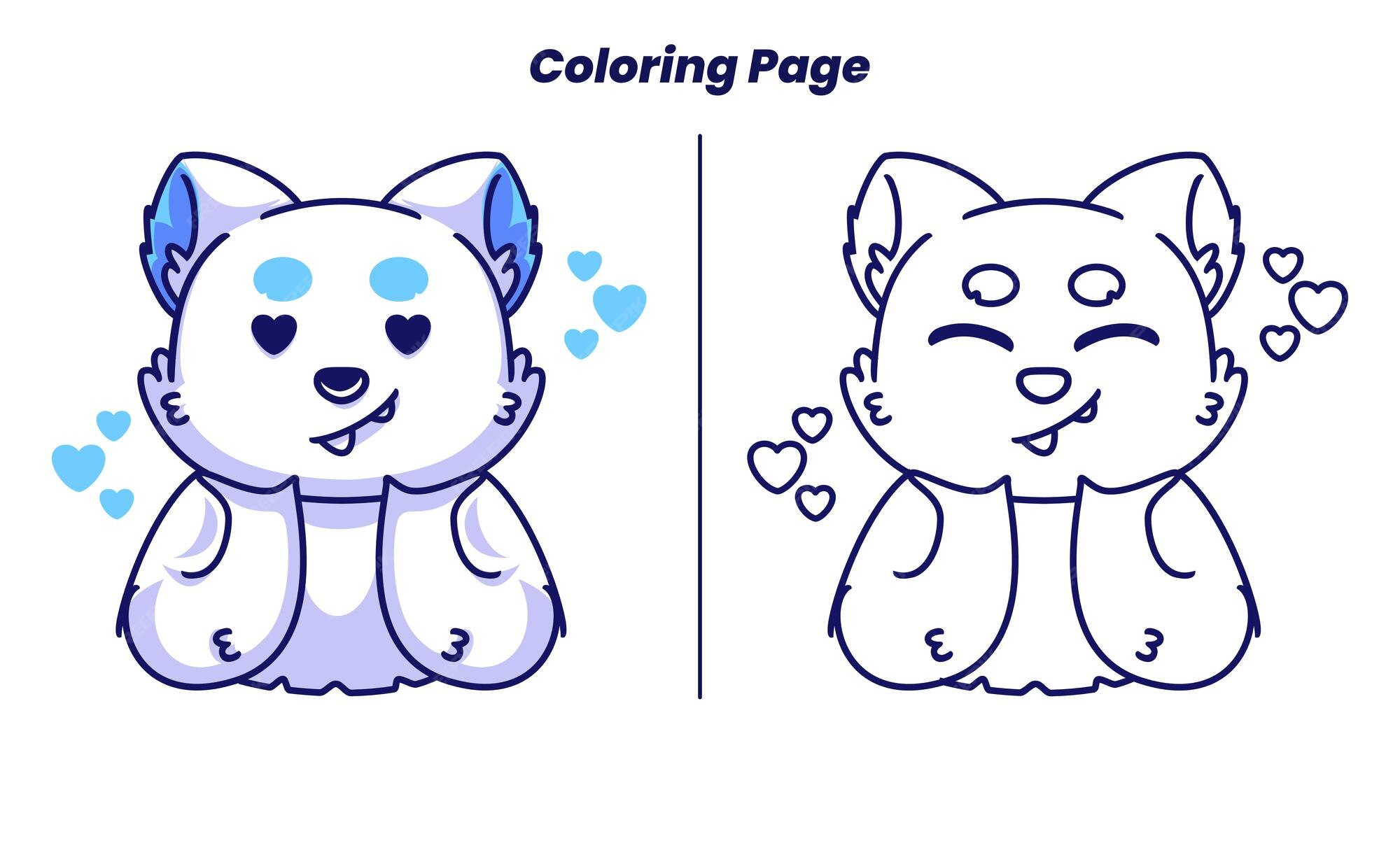 Premium Vector | Cute cat love with coloring pages suitable for kids