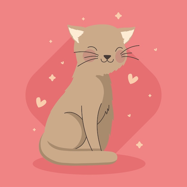 Vector cute cat lover