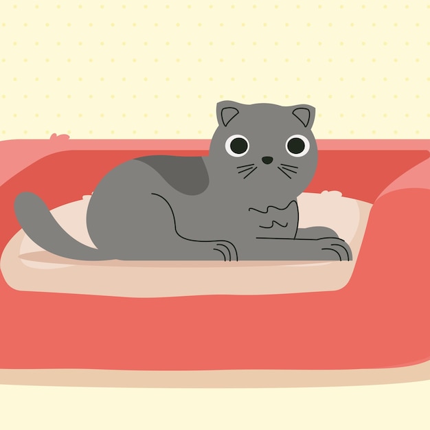 Vector cute cat lying