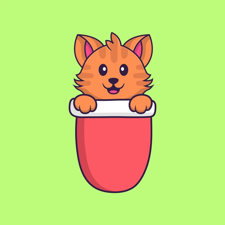 Vector cute cat mascot character. animal cartoon concept isolated.