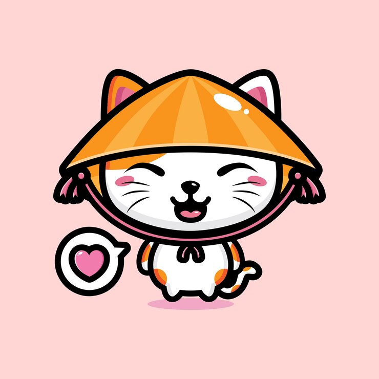 Vector 귀여운 고양이 마스코트 디자인