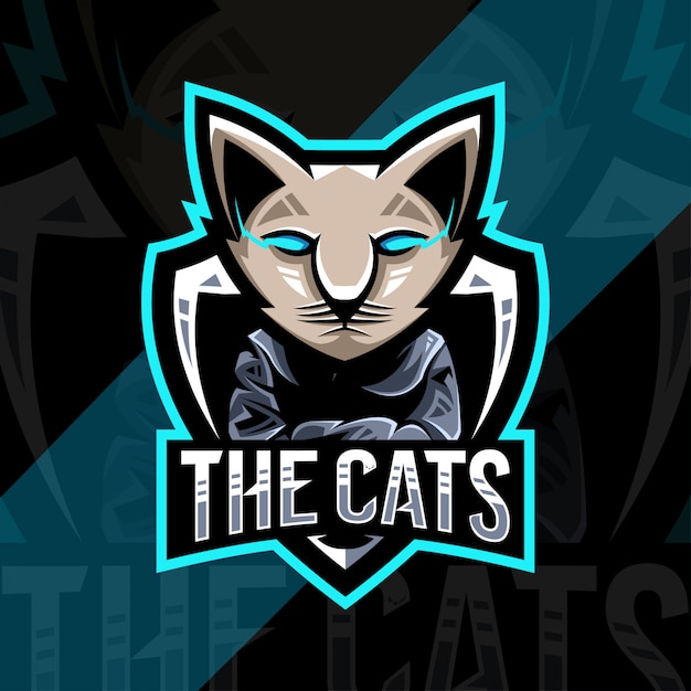 Simpatico gatto mascotte logo design esport