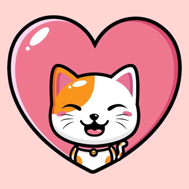 cat kitten hug love heart line art abstract mascot cartoon logo icon vector  illustration 25946273 Vector Art at Vecteezy