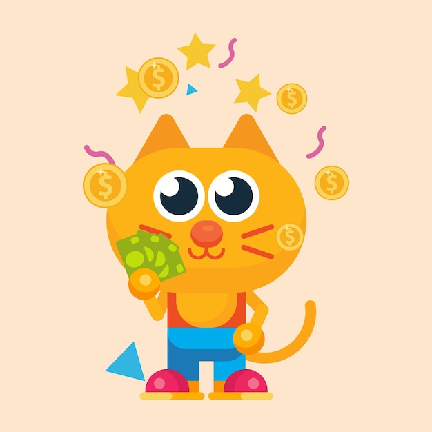 Cute cat maskot character with flat design illustrator vector