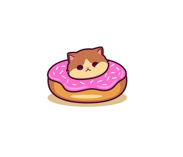 Cute cat in the middle of the donut