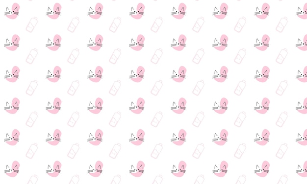 Cute Cat and Milk Bottle Background