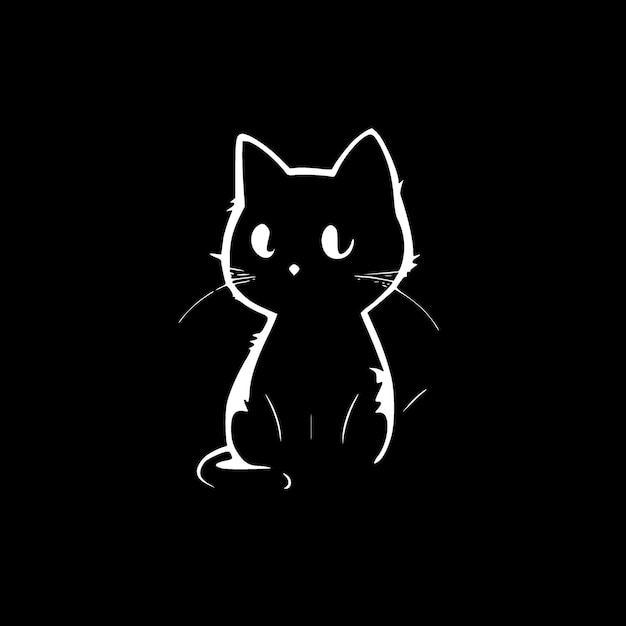 Cute Cat Minimalist en Flat Logo Vector illustratie