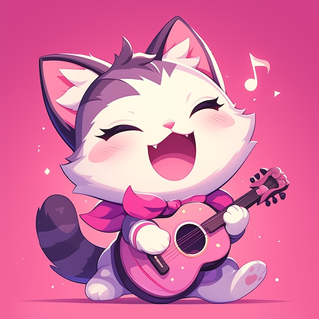 Vector a cute cat musician cartoon style