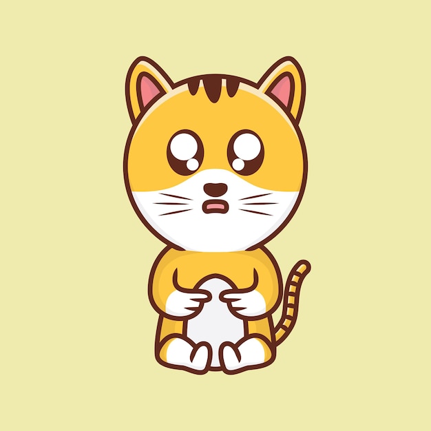 cute cat need something illlustration design mascot logo cartoon character vector icon