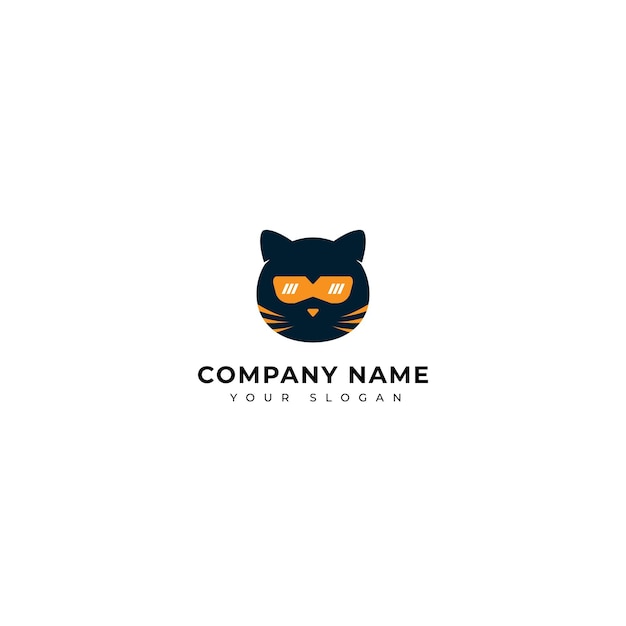 Шаблон векторного дизайна логотипа Cute Cat ninja