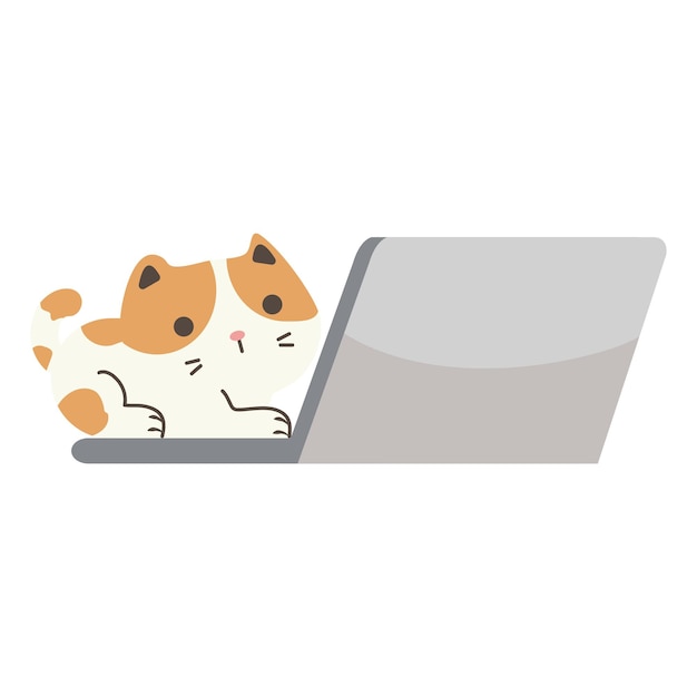 Cute cat on notebook cartoon