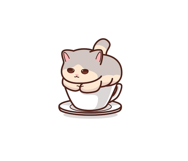 コーヒーカップのかわいい猫