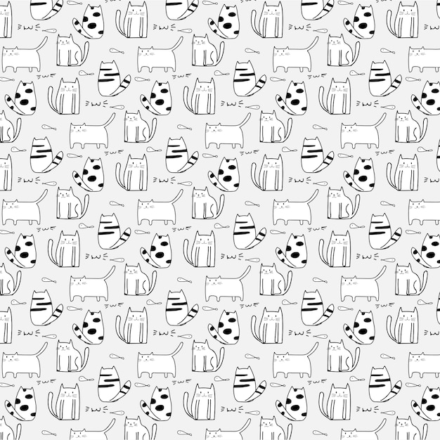 Cute Cat Pattern Background.