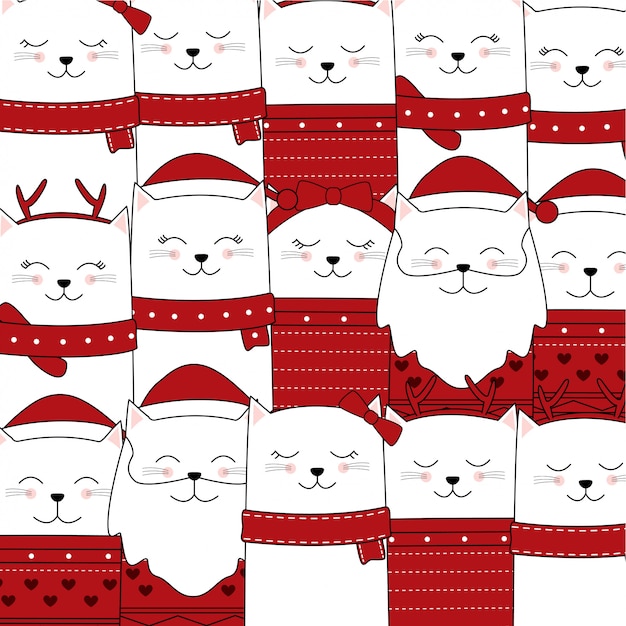 Cute cat pattern for christmas