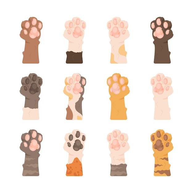 Cute cat paw vector collection