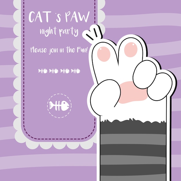 Cute cat paws wallpaper vector illustration