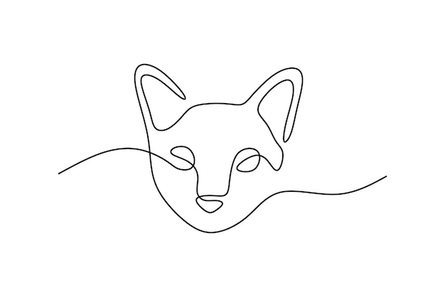 Cute cat pet oneline continuous handdrawn line art editable line