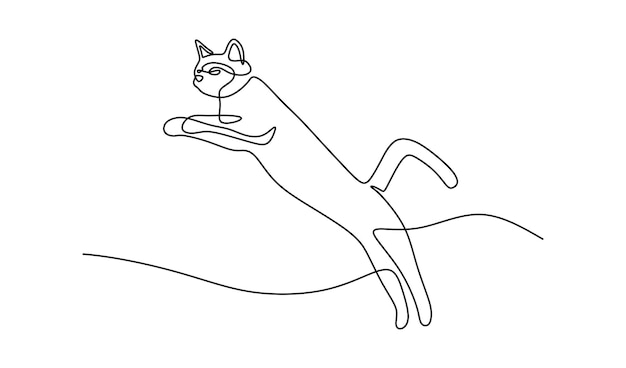 Милый кот домашнее животное oneline непрерывная рисованная линия искусства редактируемая линия