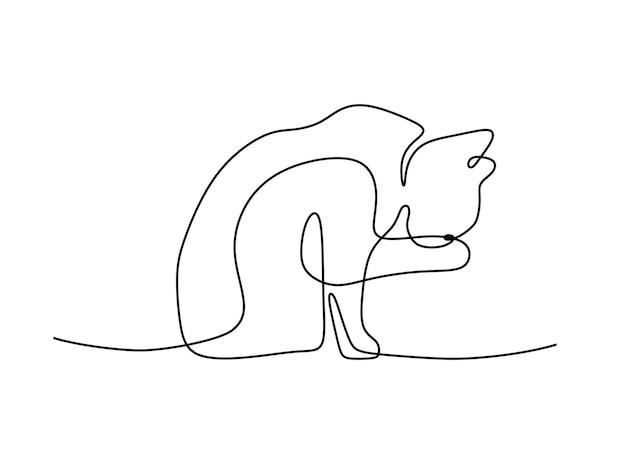 Cute cat pet oneline continuous handdrawn line art