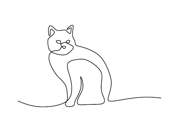 Vector cute cat pet oneline continuous handdrawn line art