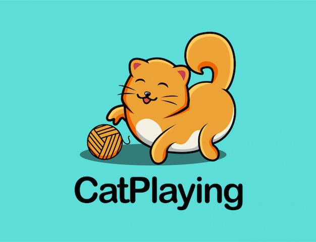 Cute Cat Playing Cartoon