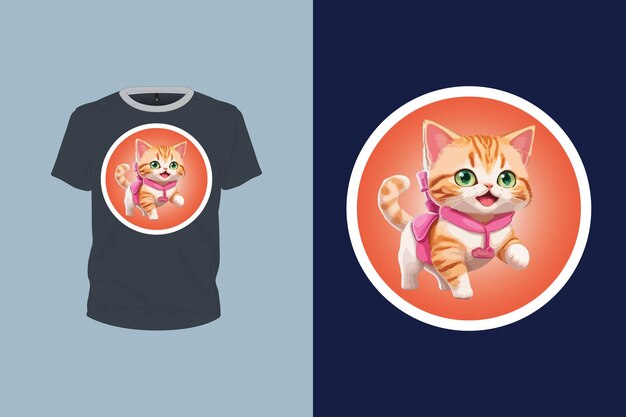 Vector cute cat playing illustration for tshirt design editable print ready vector file