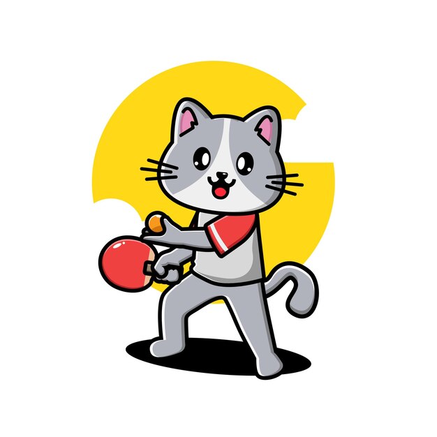 Cute cat playing table tennis