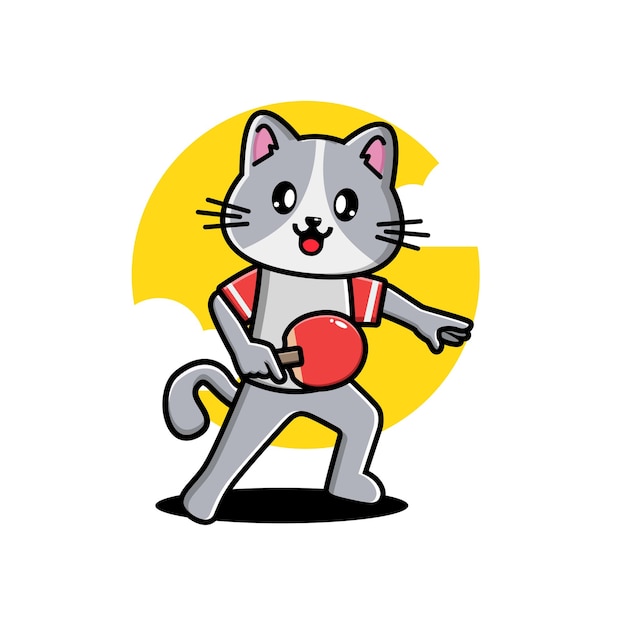 Cute cat playing table tennis