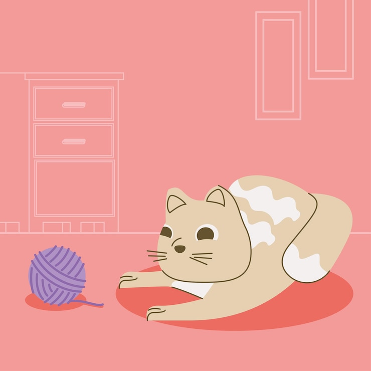 Vector 털실을 가지고 노는 귀여운 고양이