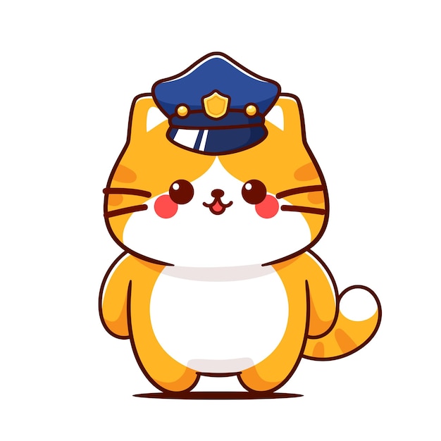 キューティな猫 警察の動物のマスコットイラスト