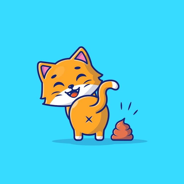 Vector cute cat poop cartoon   icon illustration. animal icon concept isolated  . flat cartoon style
