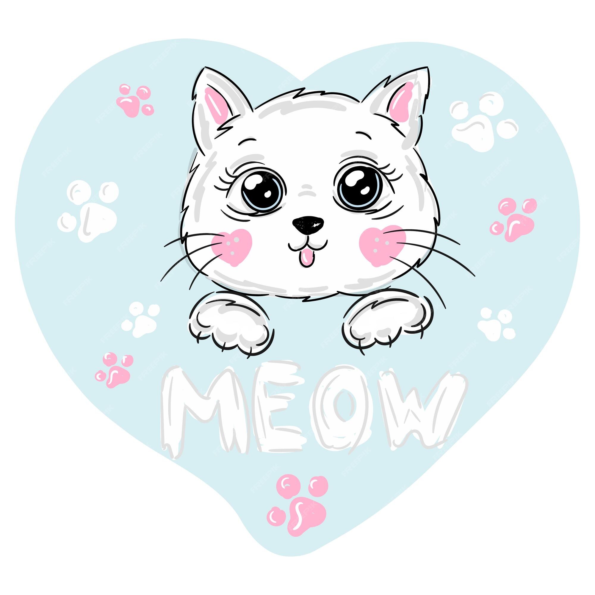 Cat, kitty paw, cute vector illustration, icon or sticker on pink  background. Stock Vector