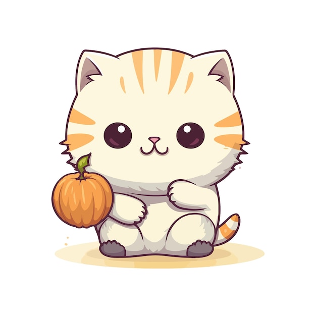 Vector cute cat in pumpkin for autumn fall concept doodle cartoon style