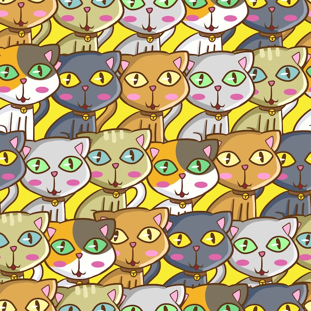 Vector cute cat seamless pattern