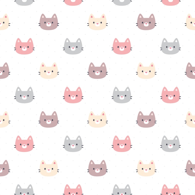 Cute cat seamless pattern