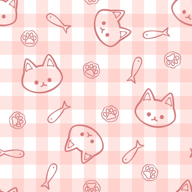 Vector cute cat seamless pattern