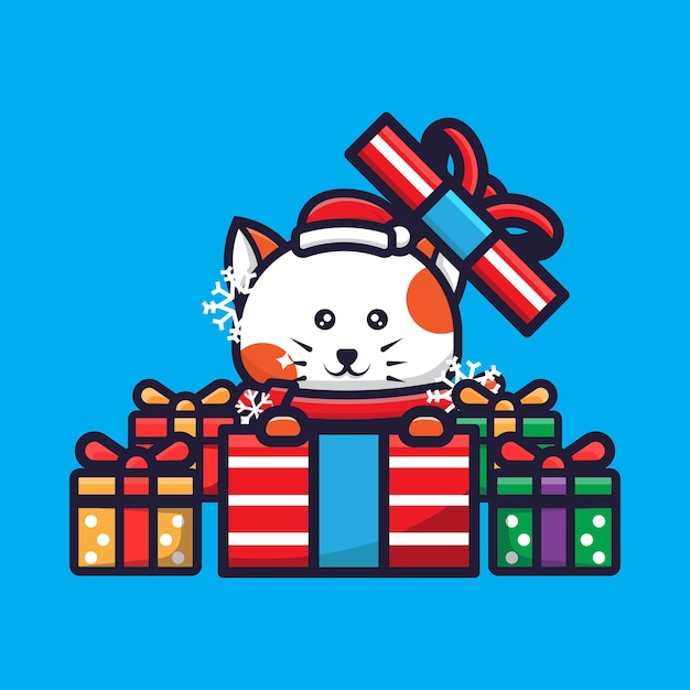 Cute cat selebrating christmas