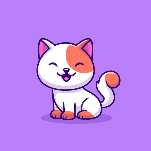 Cute cat sitting cartoon icon